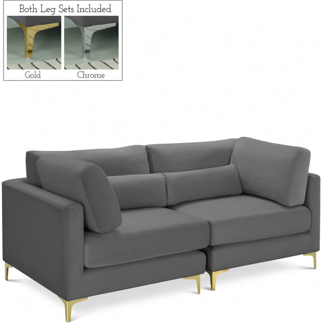 Kindle Velvet Modular 75" Sofa Grey