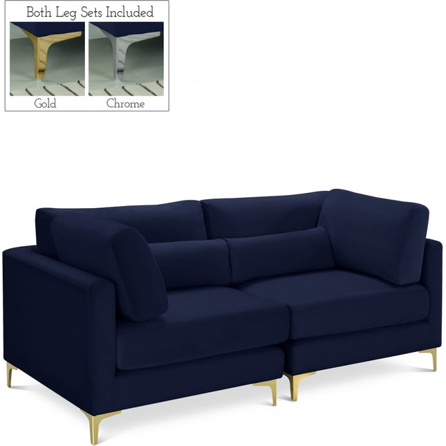 Kindle Velvet Modular 75" Sofa Navy