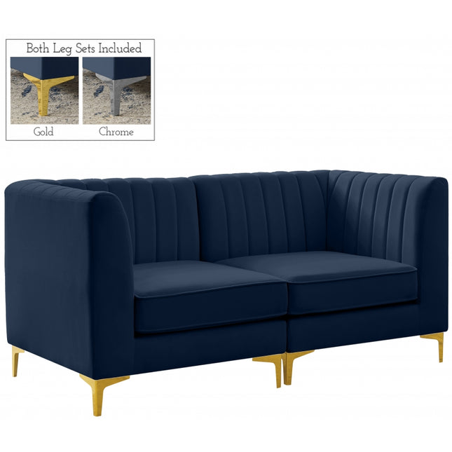 Saylor Velvet Modular Sofa Navy