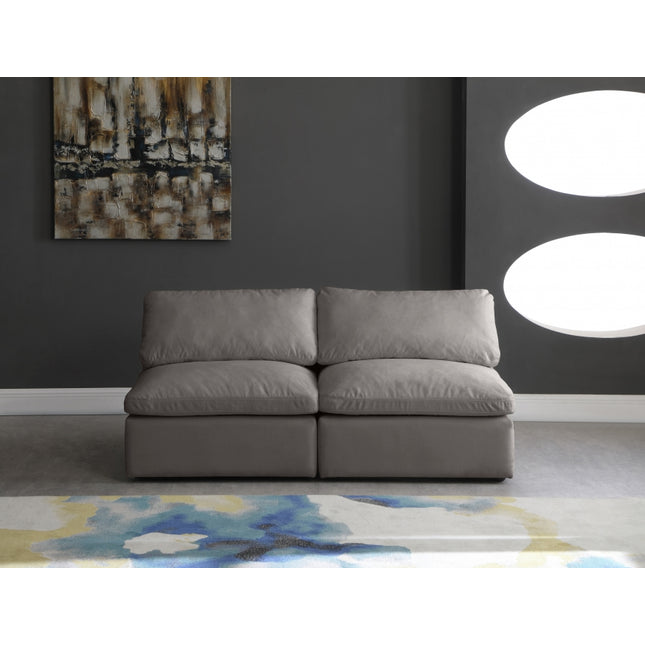 Gus Velvet Standard Modular Down Filled Cloud-Like Comfort Overstuffed 70" Armless Sofa Grey