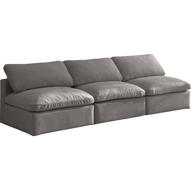Crosby Velvet Standard Modular Down Filled Cloud-Like Comfort Overstuffed 105" Armless Sofa Grey