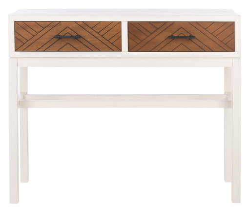 tamara-2-drawer-console-distressed-white-honey-brown