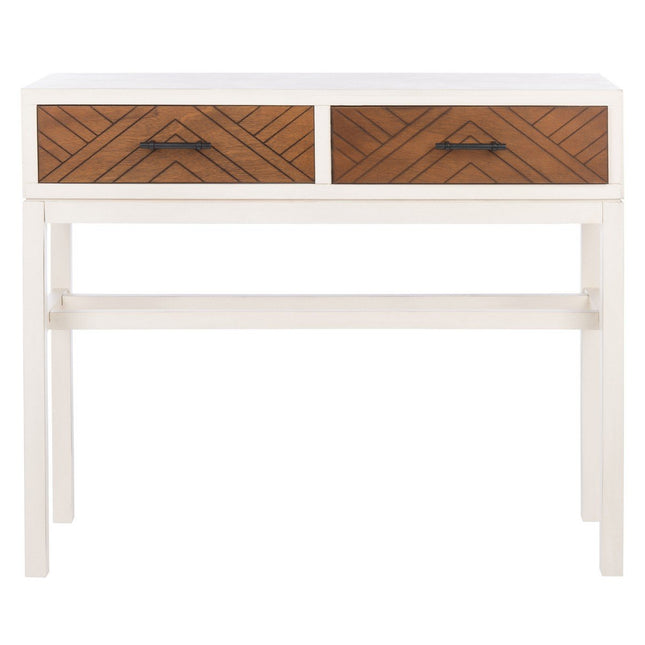 tamara-2-drawer-console-distressed-white-honey-brown