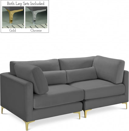 Kindle Velvet Modular 75" Sofa Grey