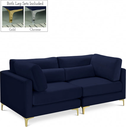 Kindle Velvet Modular 75" Sofa Navy