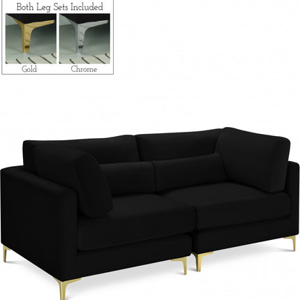 Kindle Velvet Modular 75" Sofa Black