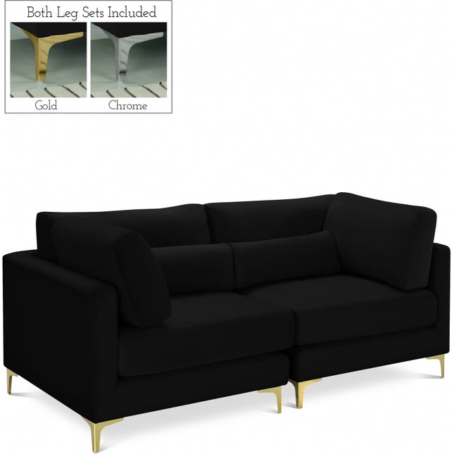 Kindle Velvet Modular 75" Sofa Black