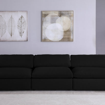 Avignon Linen Deluxe Modular Down Filled Cloud-Like Comfort Overstuffed 117" Armless Sofa black