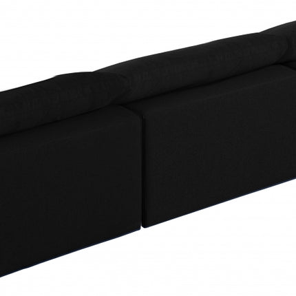 Avignon Linen Deluxe Modular Down Filled Cloud-Like Comfort Overstuffed 117" Armless Sofa black