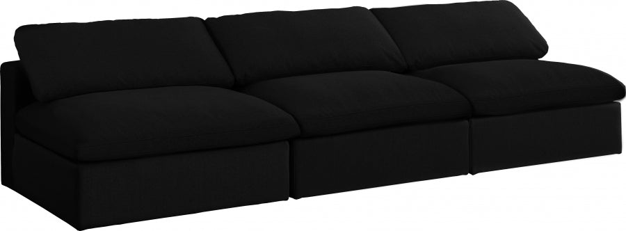 Avignon Linen Deluxe Modular Down Filled Cloud-Like Comfort Overstuffed 117" Armless Sofa black