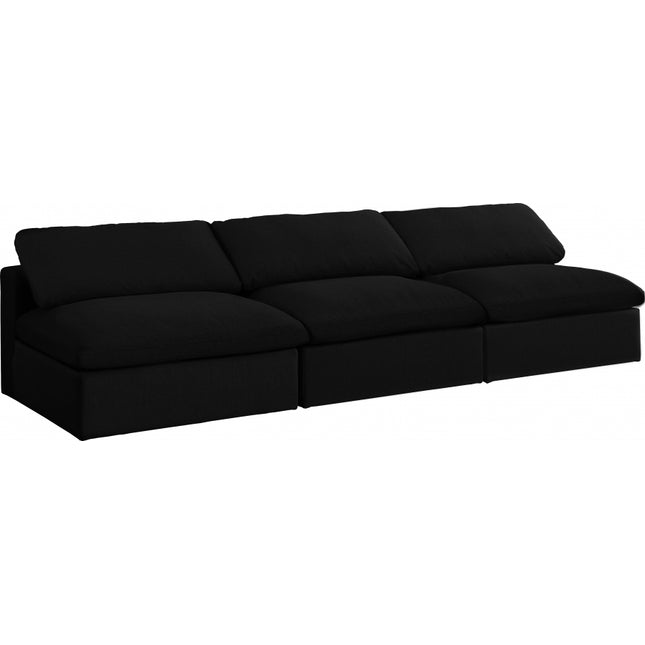 Avignon Linen Deluxe Modular Down Filled Cloud-Like Comfort Overstuffed 117" Armless Sofa black