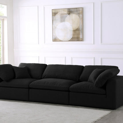 Renn Linen Deluxe Modular Down Filled Cloud-Like Comfort Overstuffed 119" Sofa black