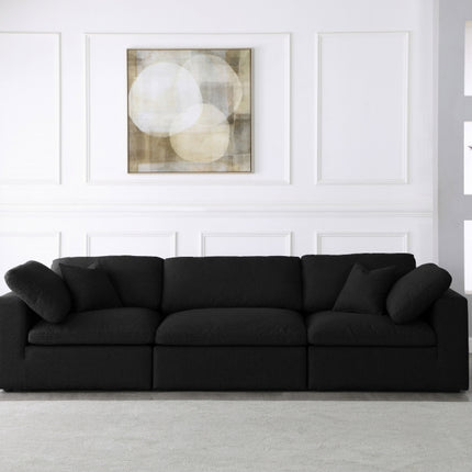 Renn Linen Deluxe Modular Down Filled Cloud-Like Comfort Overstuffed 119" Sofa black
