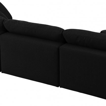 Renn Linen Deluxe Modular Down Filled Cloud-Like Comfort Overstuffed 119" Sofa black