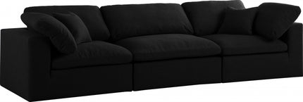 Renn Linen Deluxe Modular Down Filled Cloud-Like Comfort Overstuffed 119" Sofa black