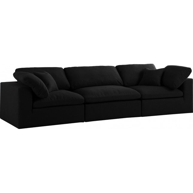 Renn Linen Deluxe Modular Down Filled Cloud-Like Comfort Overstuffed 119" Sofa black