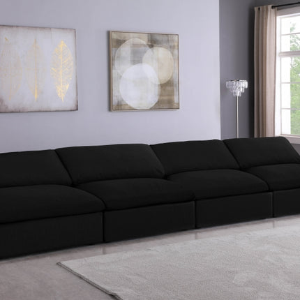 Kace Linen Deluxe Modular Down Filled Cloud-Like Comfort Overstuffed 156" Armless Sofa Black