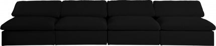 Kace Linen Deluxe Modular Down Filled Cloud-Like Comfort Overstuffed 156" Armless Sofa Black