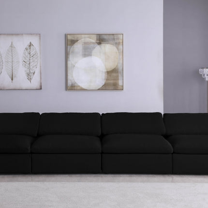 Kace Linen Deluxe Modular Down Filled Cloud-Like Comfort Overstuffed 156" Armless Sofa Black