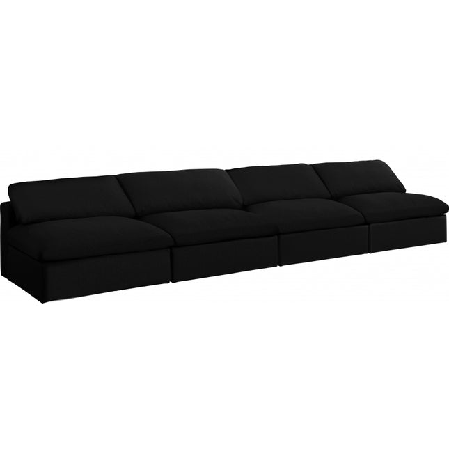 Kace Linen Deluxe Modular Down Filled Cloud-Like Comfort Overstuffed 156" Armless Sofa Black