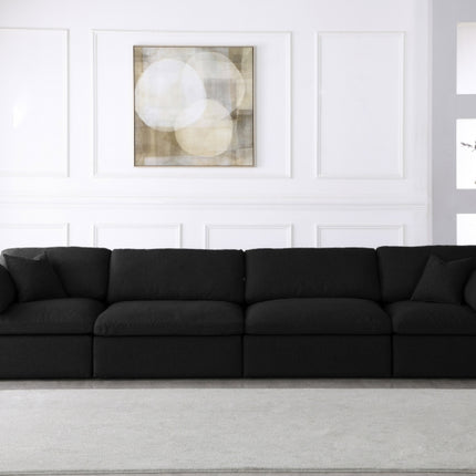 Zenith Linen Deluxe Modular Down Filled Cloud-Like Comfort Overstuffed 158" Sofa Black