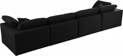 Zenith Linen Deluxe Modular Down Filled Cloud-Like Comfort Overstuffed 158" Sofa Black