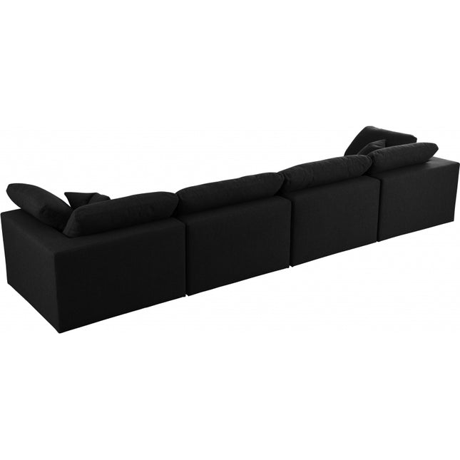 Zenith Linen Deluxe Modular Down Filled Cloud-Like Comfort Overstuffed 158" Sofa Black
