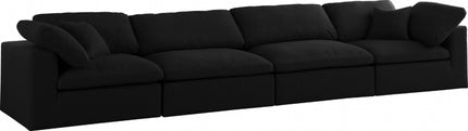 Zenith Linen Deluxe Modular Down Filled Cloud-Like Comfort Overstuffed 158" Sofa Black