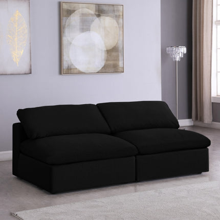 Jettie Linen Deluxe Modular Down Filled Cloud-Like Comfort Overstuffed 78" Armless Sofa Black