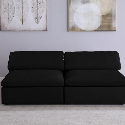 Jettie Linen Deluxe Modular Down Filled Cloud-Like Comfort Overstuffed 78" Armless Sofa Black