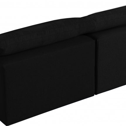 Jettie Linen Deluxe Modular Down Filled Cloud-Like Comfort Overstuffed 78" Armless Sofa Black
