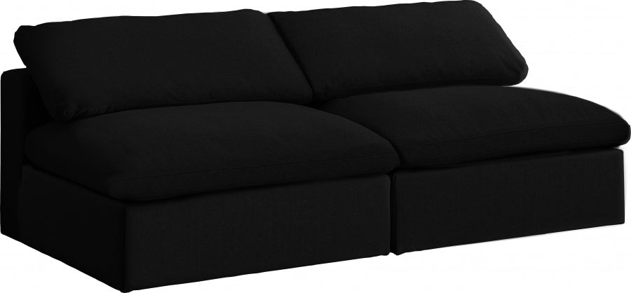 Jettie Linen Deluxe Modular Down Filled Cloud-Like Comfort Overstuffed 78" Armless Sofa Black