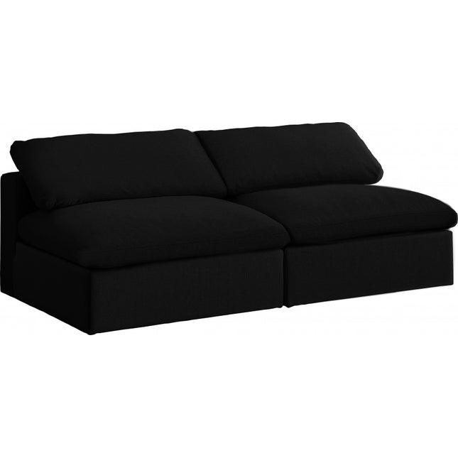 Jettie Linen Deluxe Modular Down Filled Cloud-Like Comfort Overstuffed 78" Armless Sofa Black