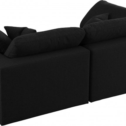 Maryland Linen Deluxe Modular Down Filled Cloud-Like Comfort Overstuffed 80 Sofa Black