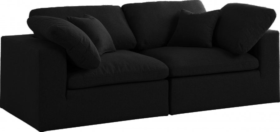 Maryland Linen Deluxe Modular Down Filled Cloud-Like Comfort Overstuffed 80 Sofa Black