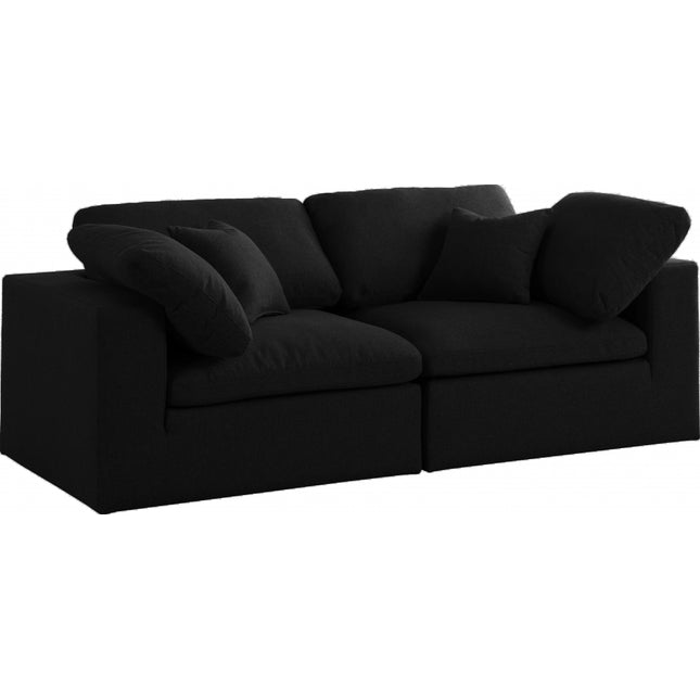 Maryland Linen Deluxe Modular Down Filled Cloud-Like Comfort Overstuffed 80 Sofa Black