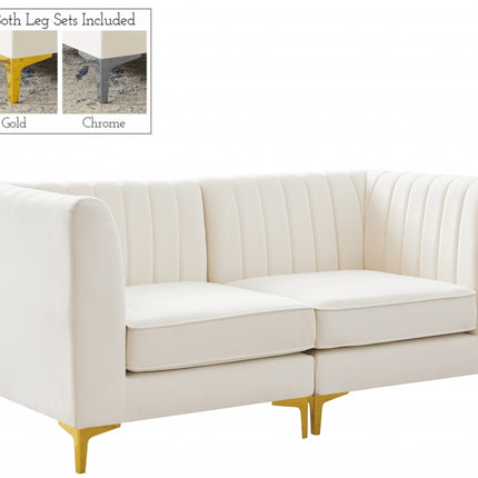 Saylor Velvet Modular Sofa Cream