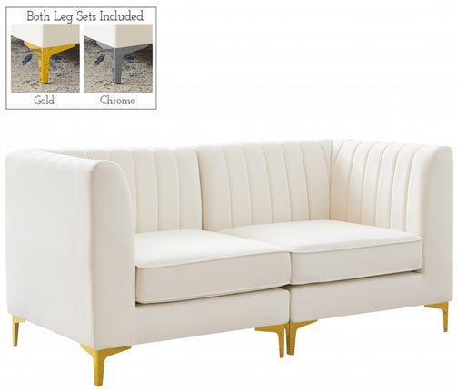 Saylor Velvet Modular Sofa Cream