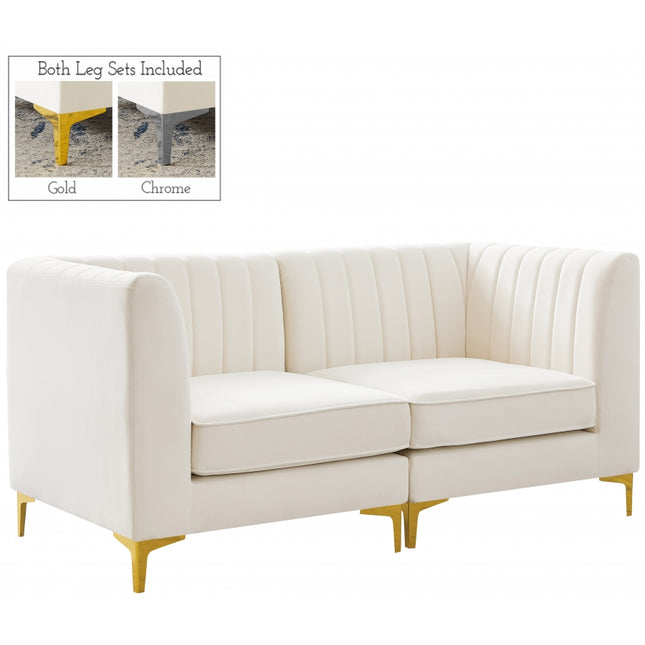 Saylor Velvet Modular Sofa Cream