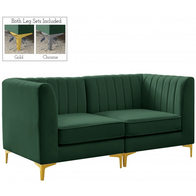Saylor Velvet Modular Sofa Green