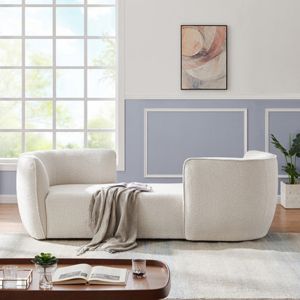 Davignon Boucle Fabric Chaise Lounge creme