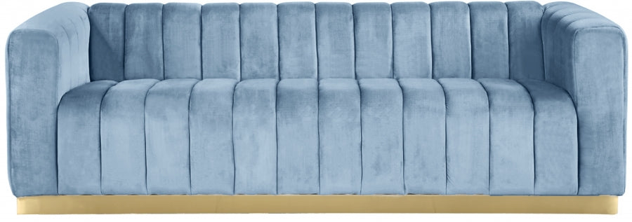 Camari Velvet Sofa Sky blue