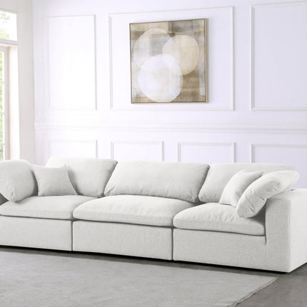 Renn Linen Deluxe Modular Down Filled Cloud-Like Comfort Overstuffed 119" Sofa cream