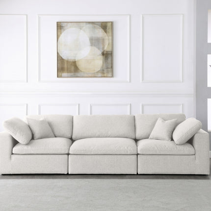 Renn Linen Deluxe Modular Down Filled Cloud-Like Comfort Overstuffed 119" Sofa cream