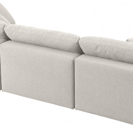 Renn Linen Deluxe Modular Down Filled Cloud-Like Comfort Overstuffed 119" Sofa cream