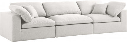 Renn Linen Deluxe Modular Down Filled Cloud-Like Comfort Overstuffed 119" Sofa cream