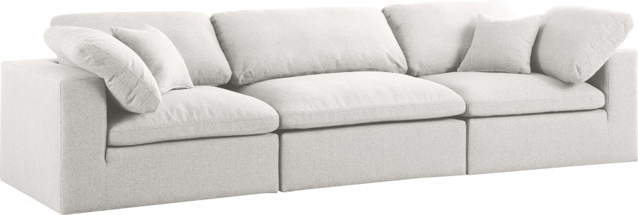 Renn Linen Deluxe Modular Down Filled Cloud-Like Comfort Overstuffed 119" Sofa cream