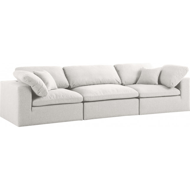 Renn Linen Deluxe Modular Down Filled Cloud-Like Comfort Overstuffed 119" Sofa cream