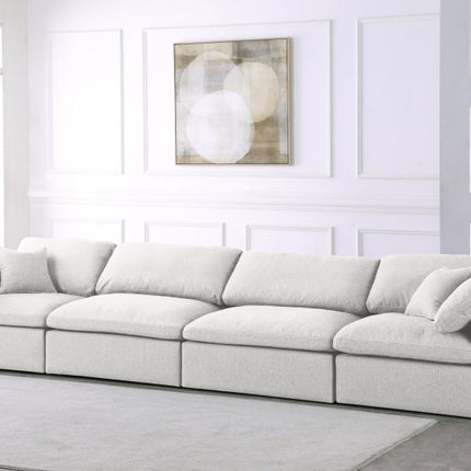 Zenith Linen Deluxe Modular Down Filled Cloud-Like Comfort Overstuffed 158" Sofa Cream