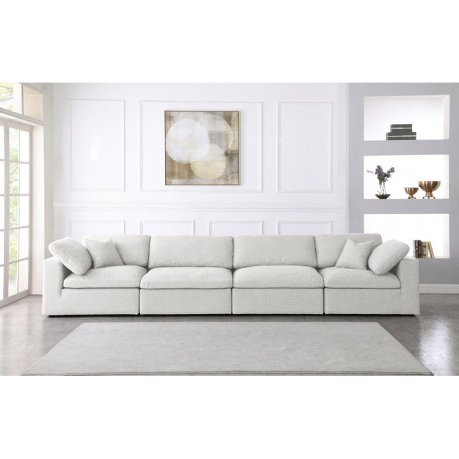 Zenith Linen Deluxe Modular Down Filled Cloud-Like Comfort Overstuffed 158" Sofa Cream